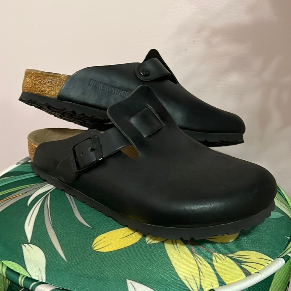 Brand: Birkenstock | Black Boston Oiled Leather Clogs